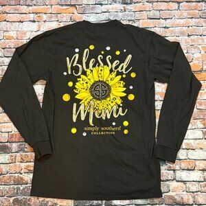 Simply Southern "Blessed Mimi" Long Sleeve Black T-Shirt - Size Med - NWT